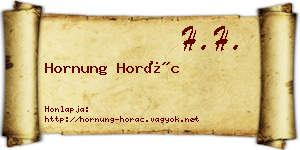 Hornung Horác névjegykártya